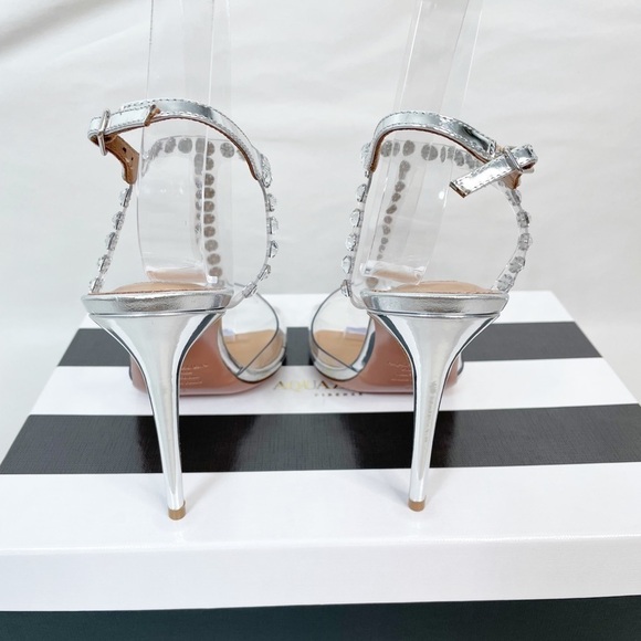 Aquazzura Shine 105 Embellished Crystal PVC Heels - Picture 7 of 11